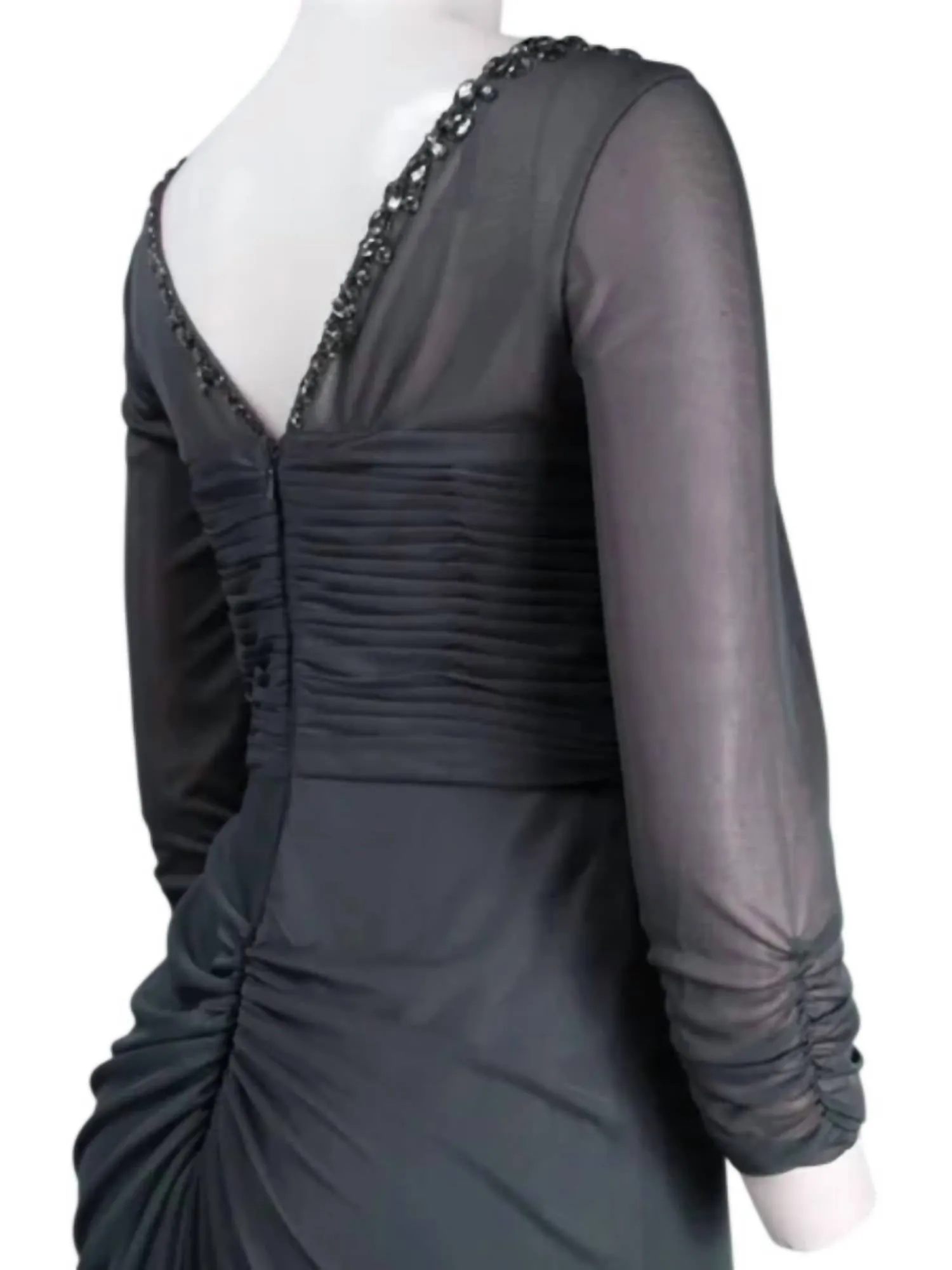 Alex Evenings - Beaded Sheer Sleeve Ruched Gown