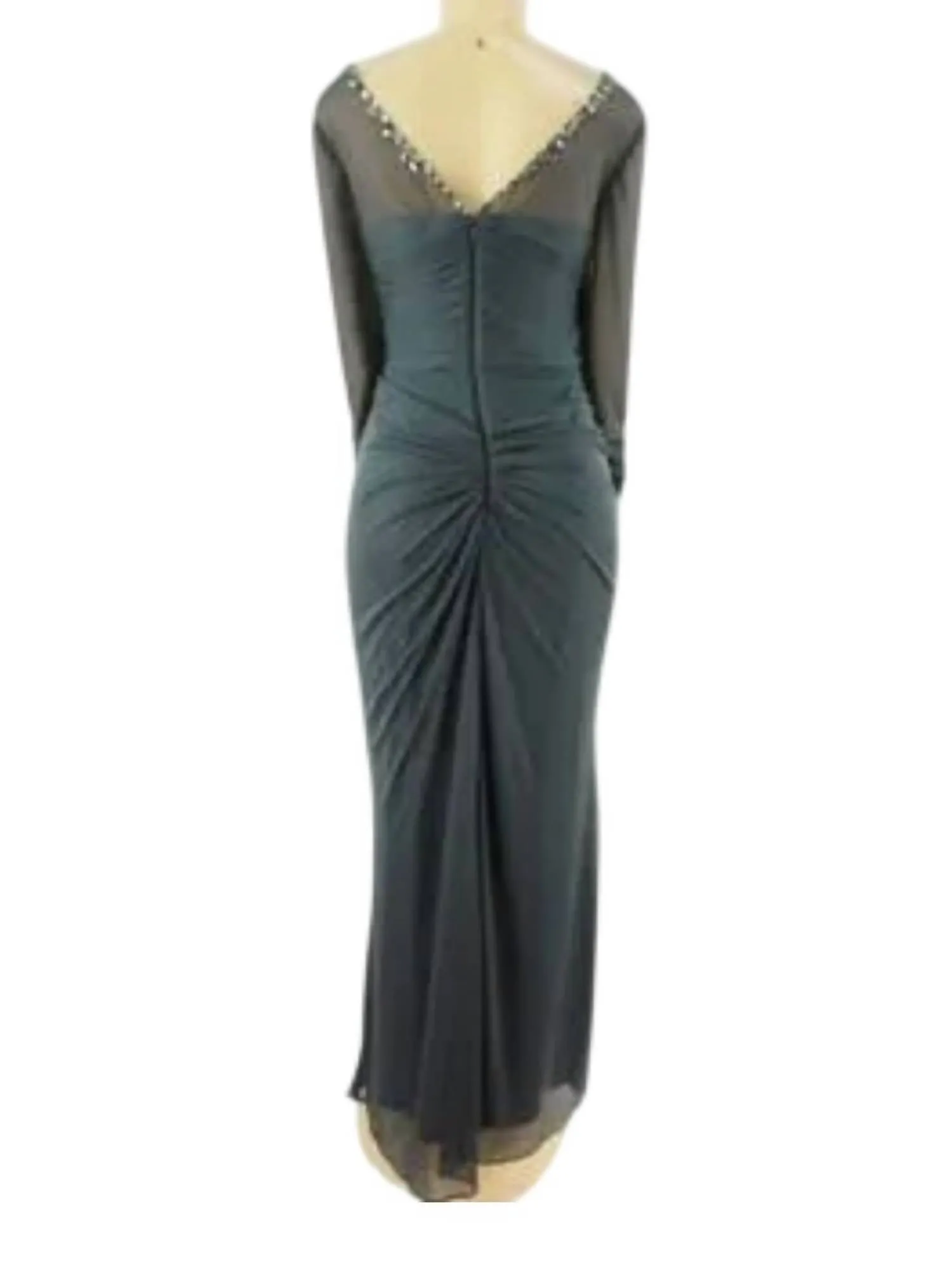 Alex Evenings - Beaded Sheer Sleeve Ruched Gown