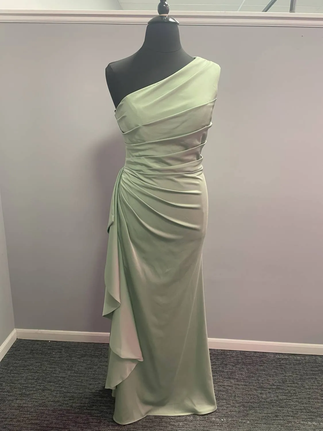 Alyce Paris - One Shoulder Ruched Draped Straight Dress