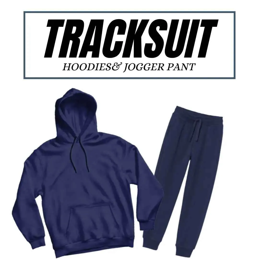 Basic Navy Blue Hoodies Tracksuits
