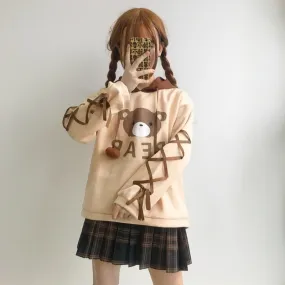 Bear Lacing Loose Hoodies