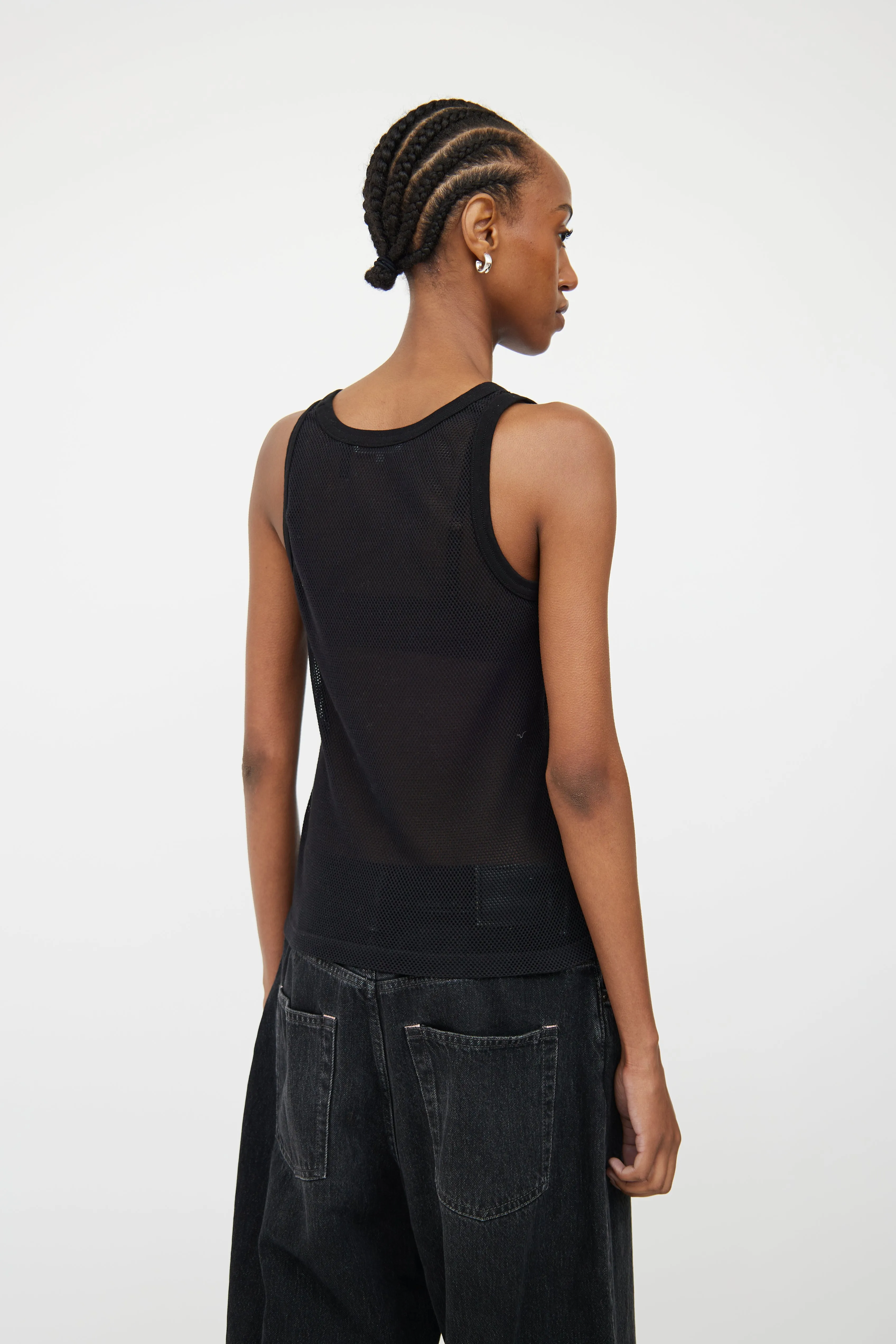 Black Mesh Logo Tank Top