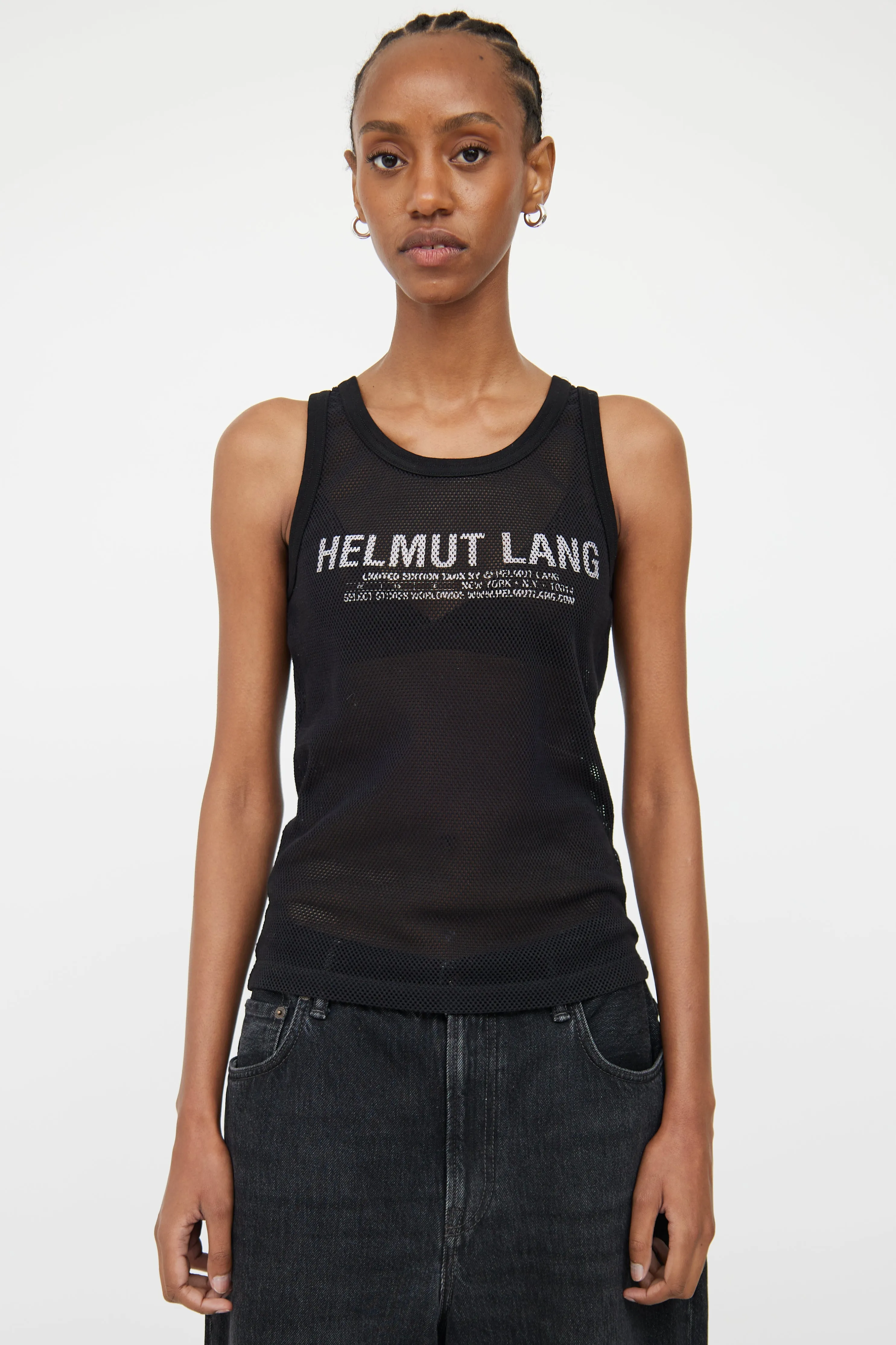 Black Mesh Logo Tank Top