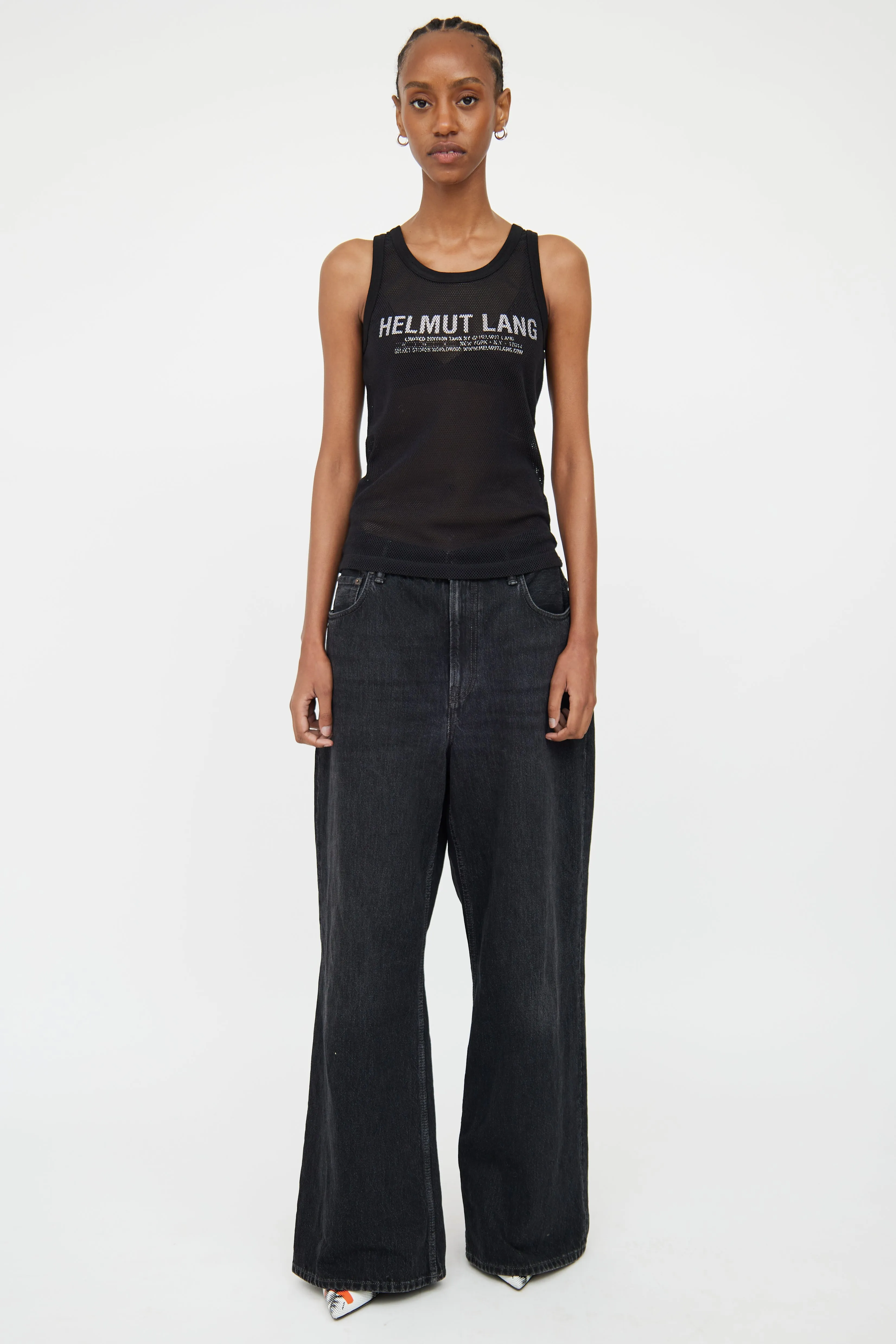 Black Mesh Logo Tank Top