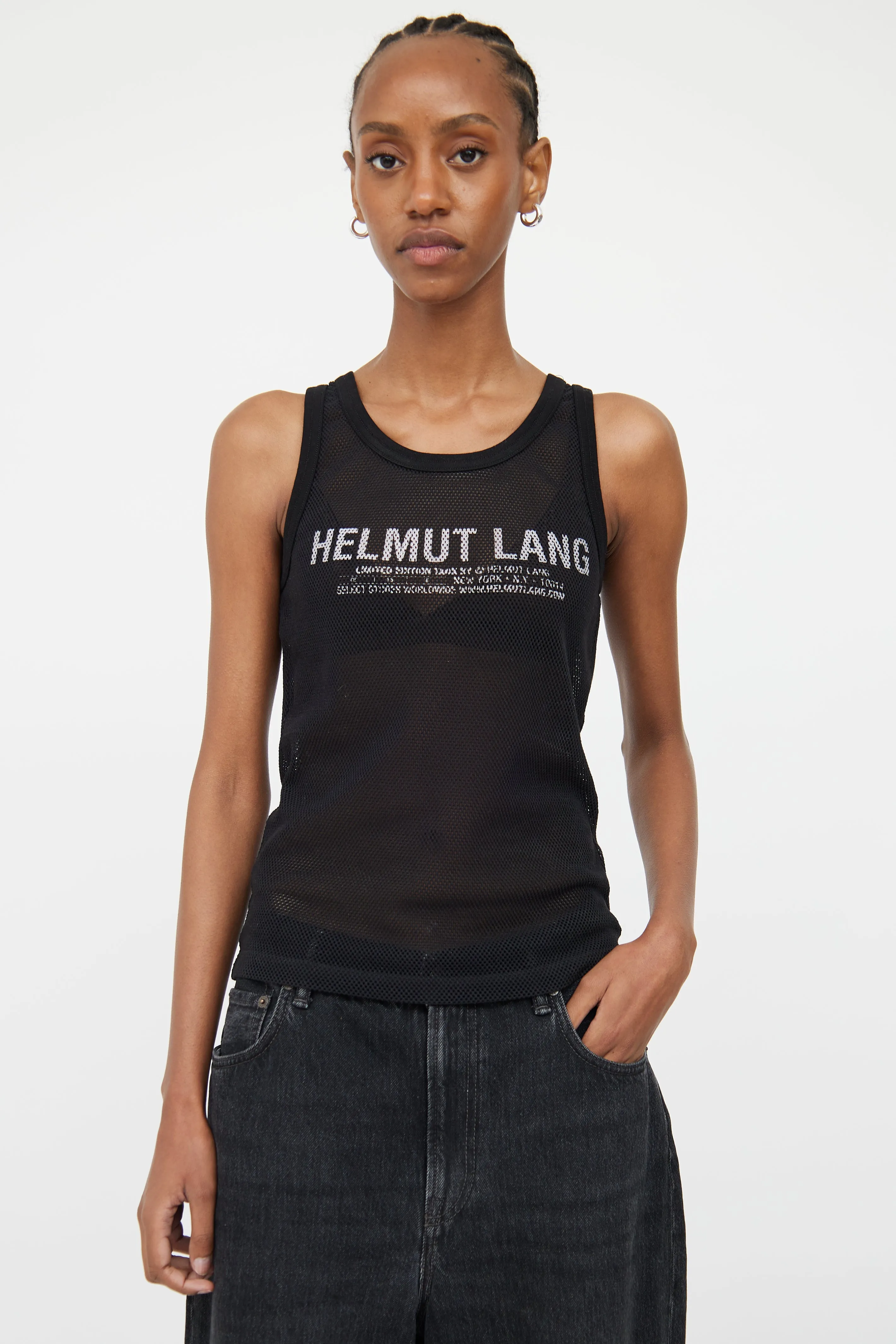 Black Mesh Logo Tank Top