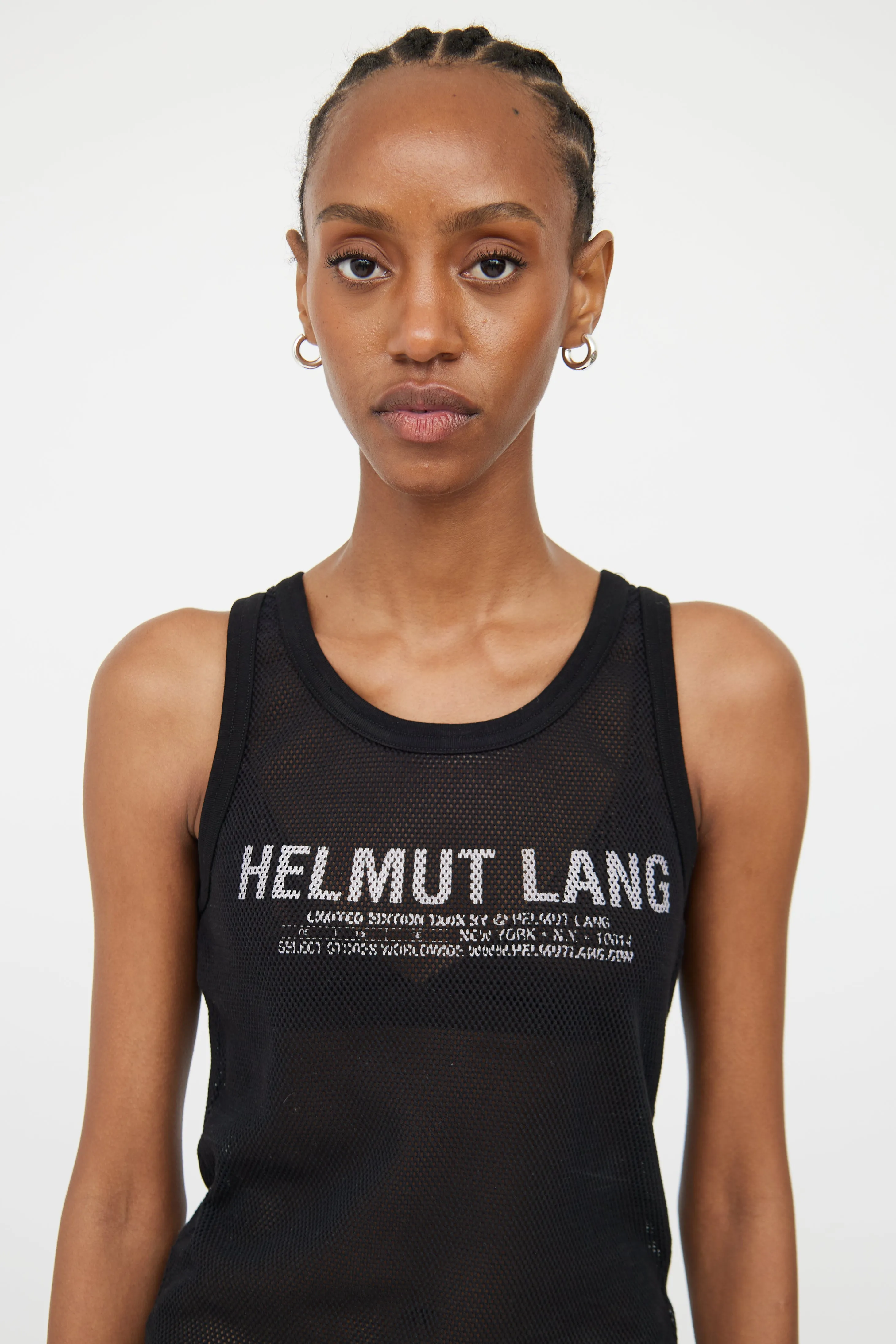 Black Mesh Logo Tank Top