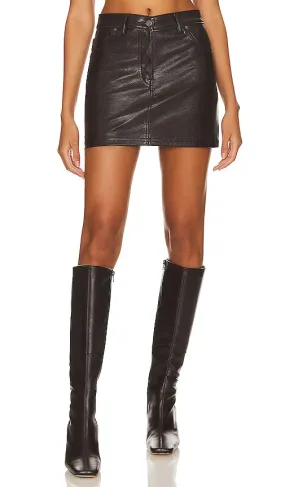 FIORUCCI Sofia Leather Mini Skirt in Chocolate