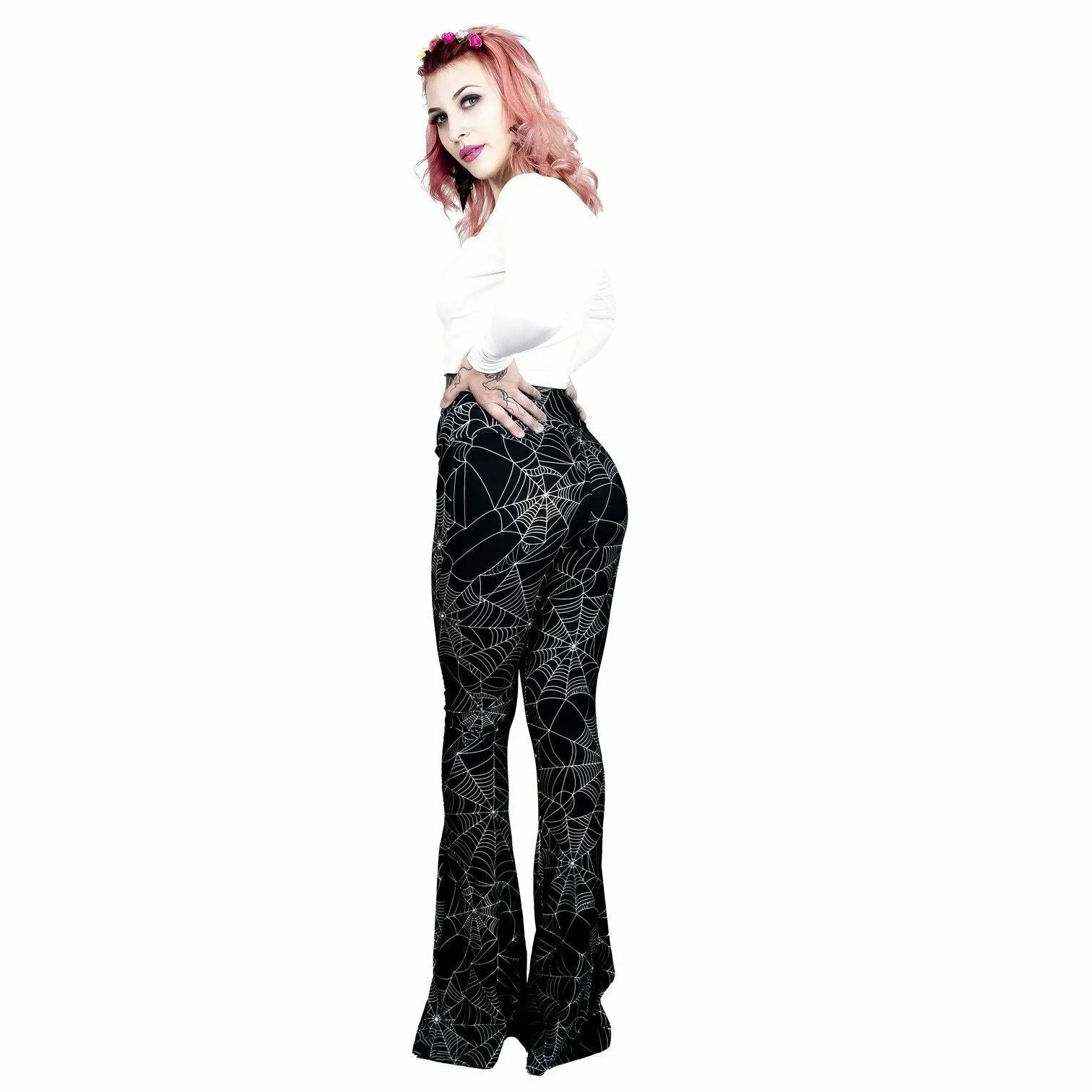 Hellz Bellz Caught In My Web Bell Bottom Flares