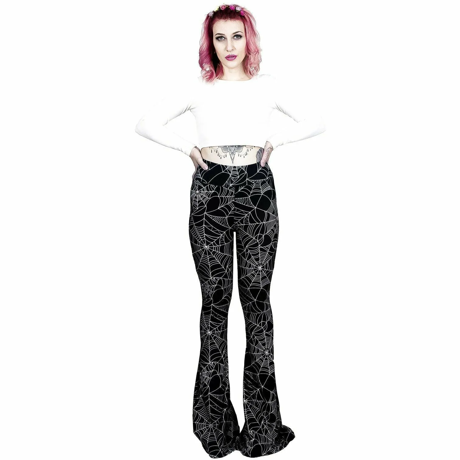 Hellz Bellz Caught In My Web Bell Bottom Flares