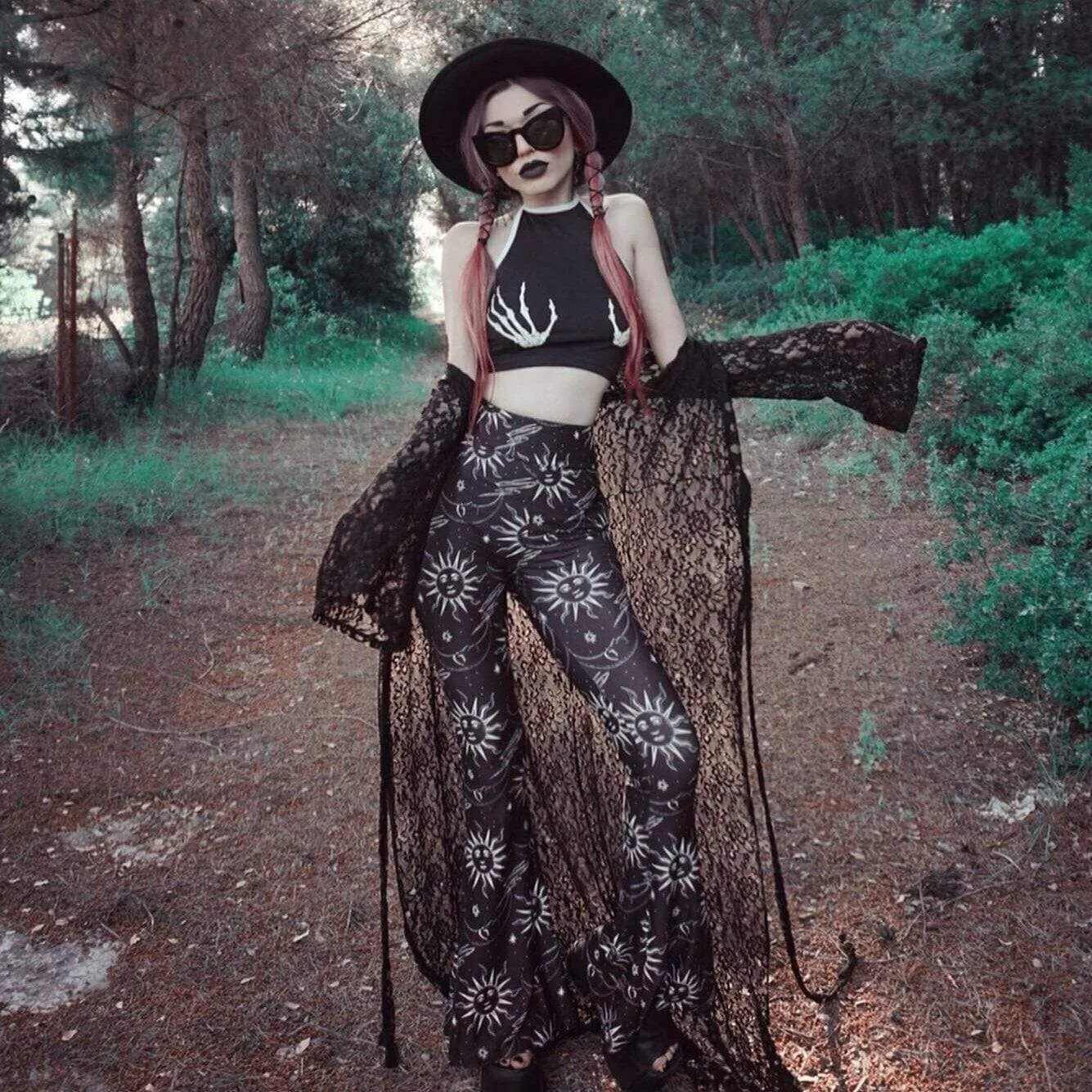 Hellz Bellz Celestial Sun And Moon Bell Bottom Flares