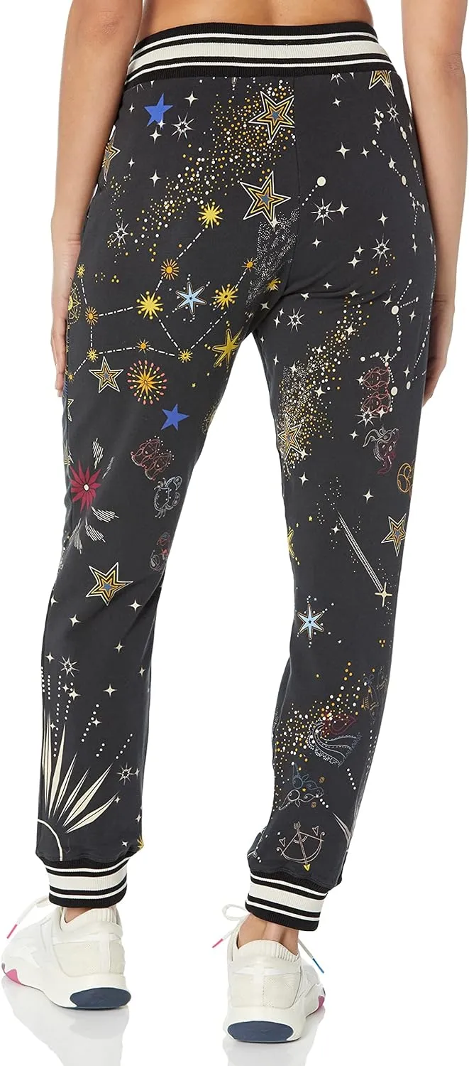 Johnny Was Pants Celestine French Terry Jogger Space Black Pant White Stars NEW