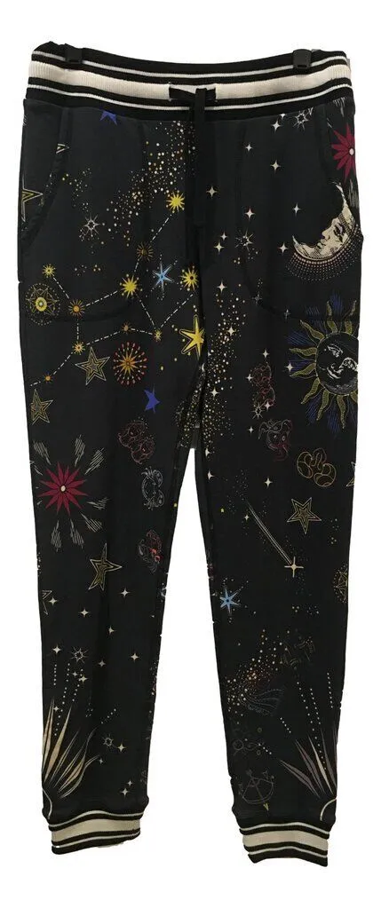 Johnny Was Pants Celestine French Terry Jogger Space Black Pant White Stars NEW
