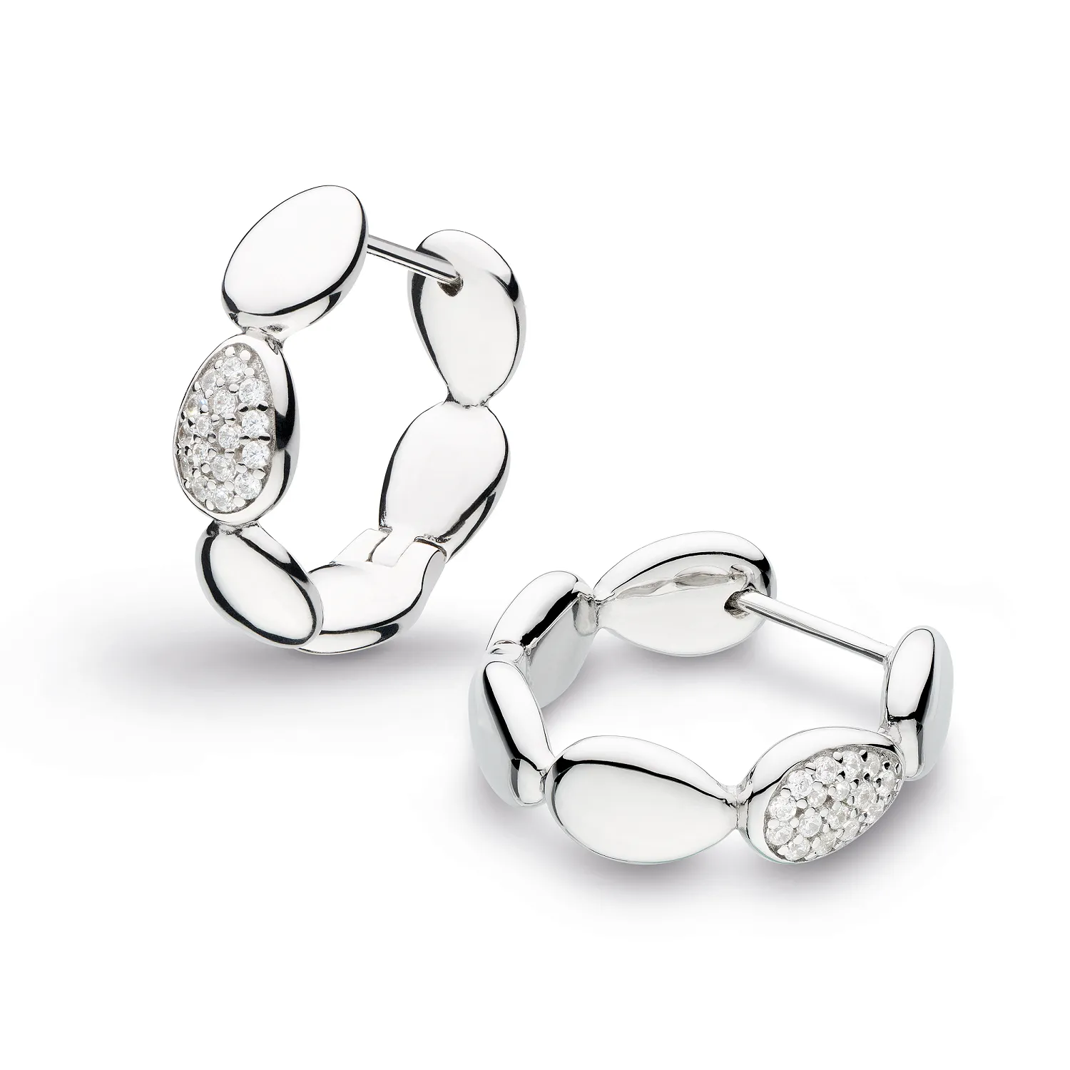 Kit Heath Coast Pebble Glisten CZ Hinged Hoop Earrings