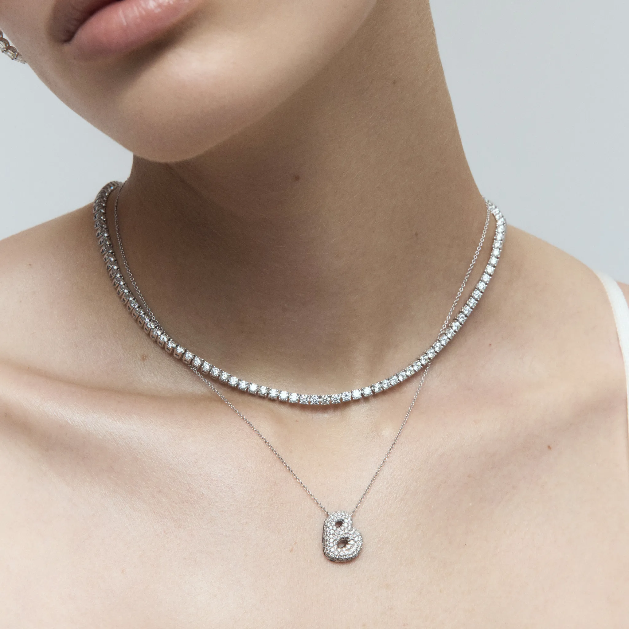 Pavé Diamond Large Bubble Initial Necklace