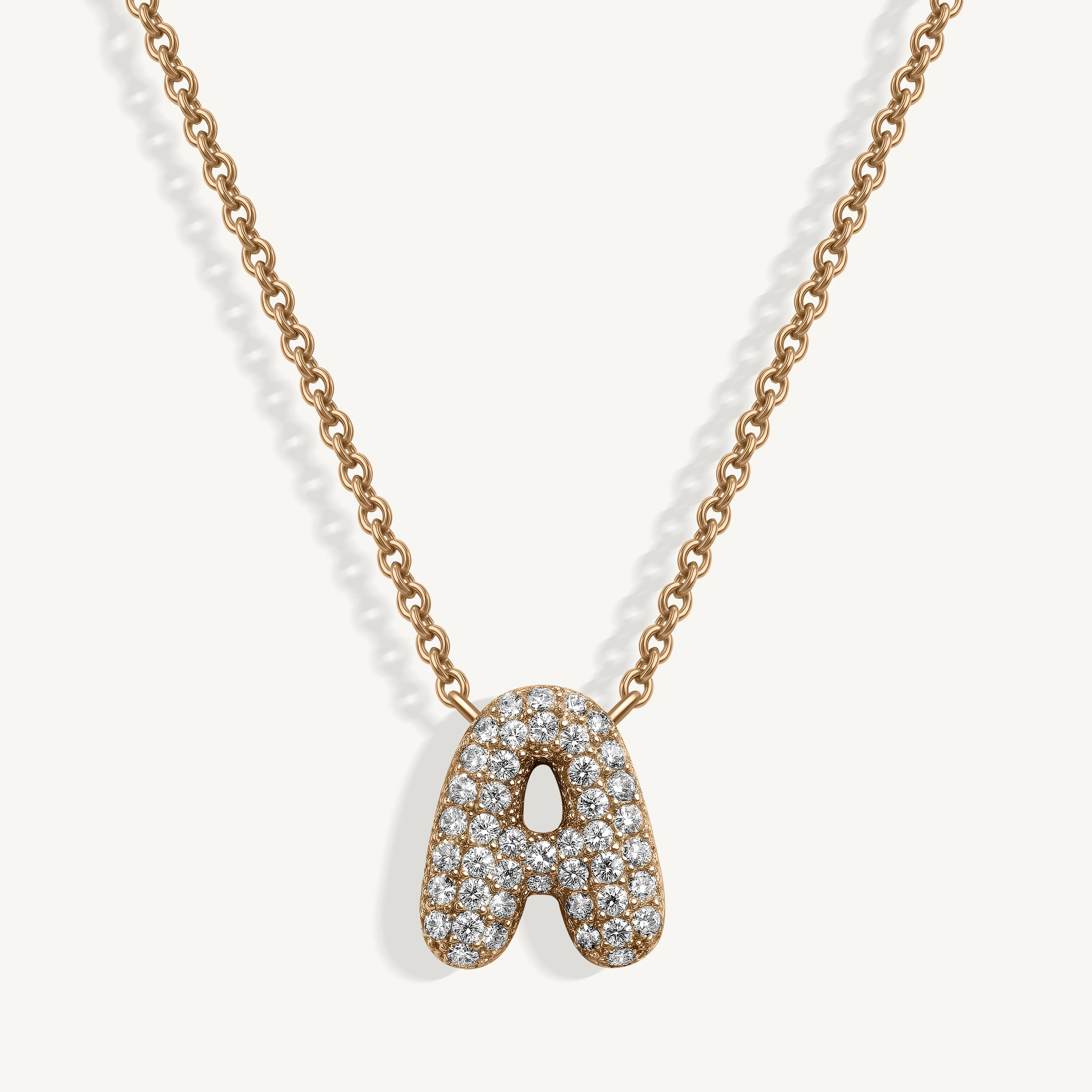 Pavé Diamond Small Bubble Initial Necklace