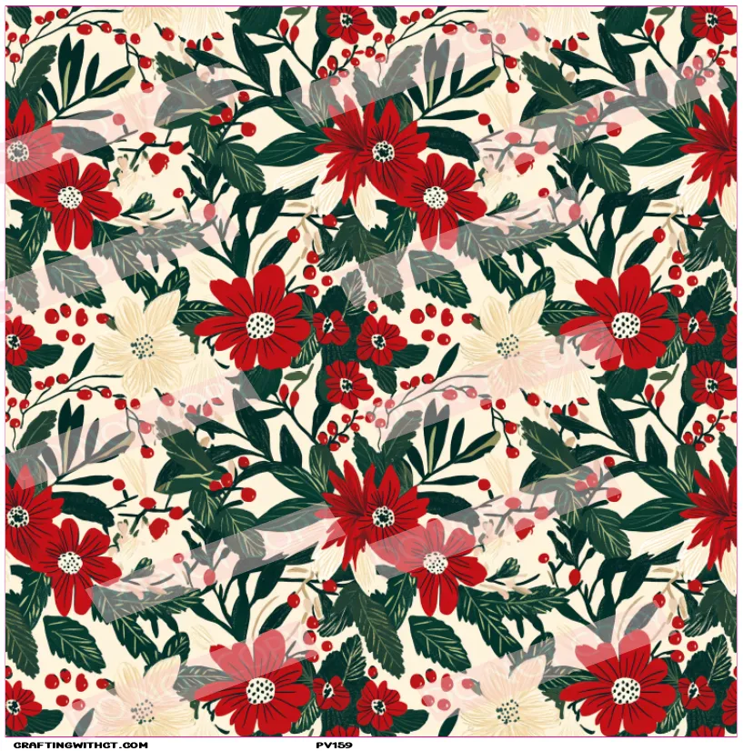PV159 red and green floral sheet