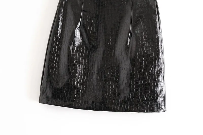 VEGAN CROCODILE LEATHER MINI SKIRT