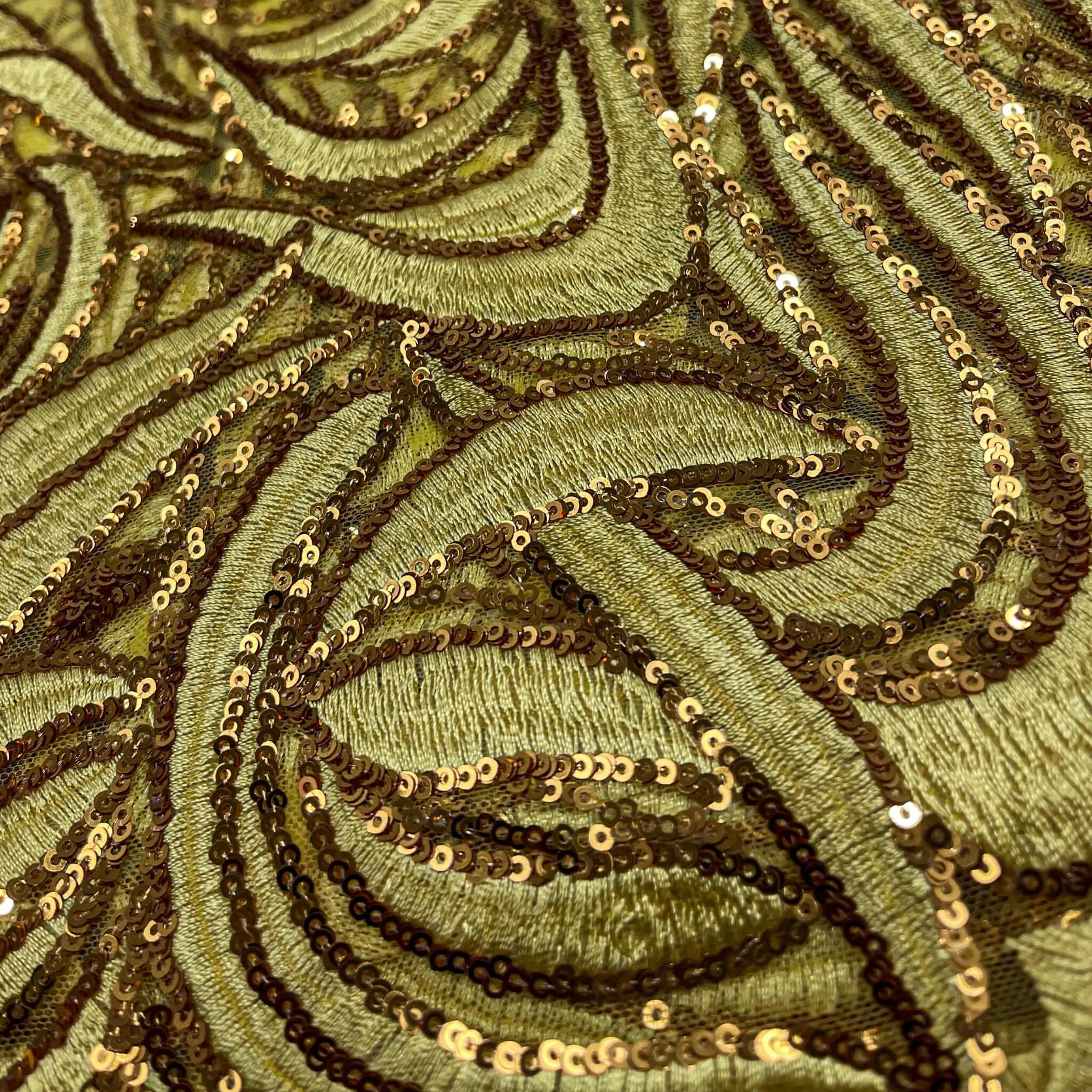 Yellow Sequence Net Lace
